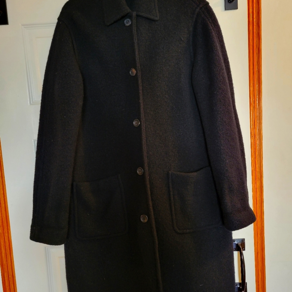 J Crew wool black coat L